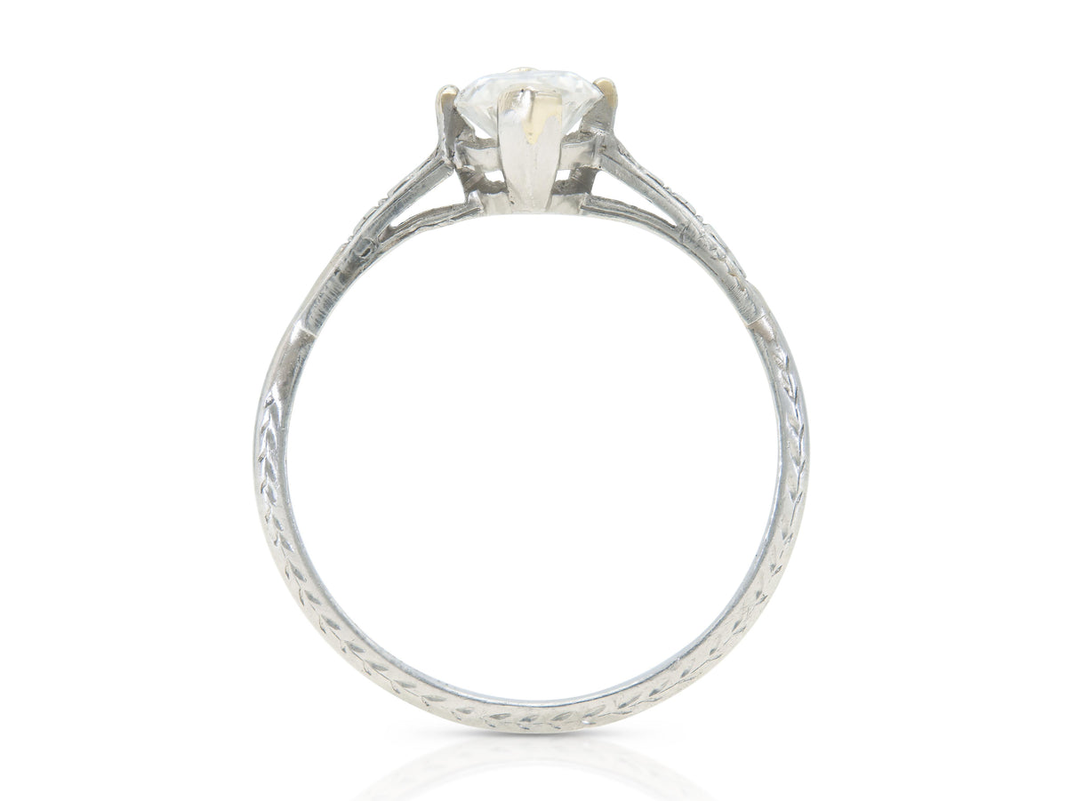 Antique Edwardian 1910s 0.88 Carat Marquise Cut Diamond Engagement Ring