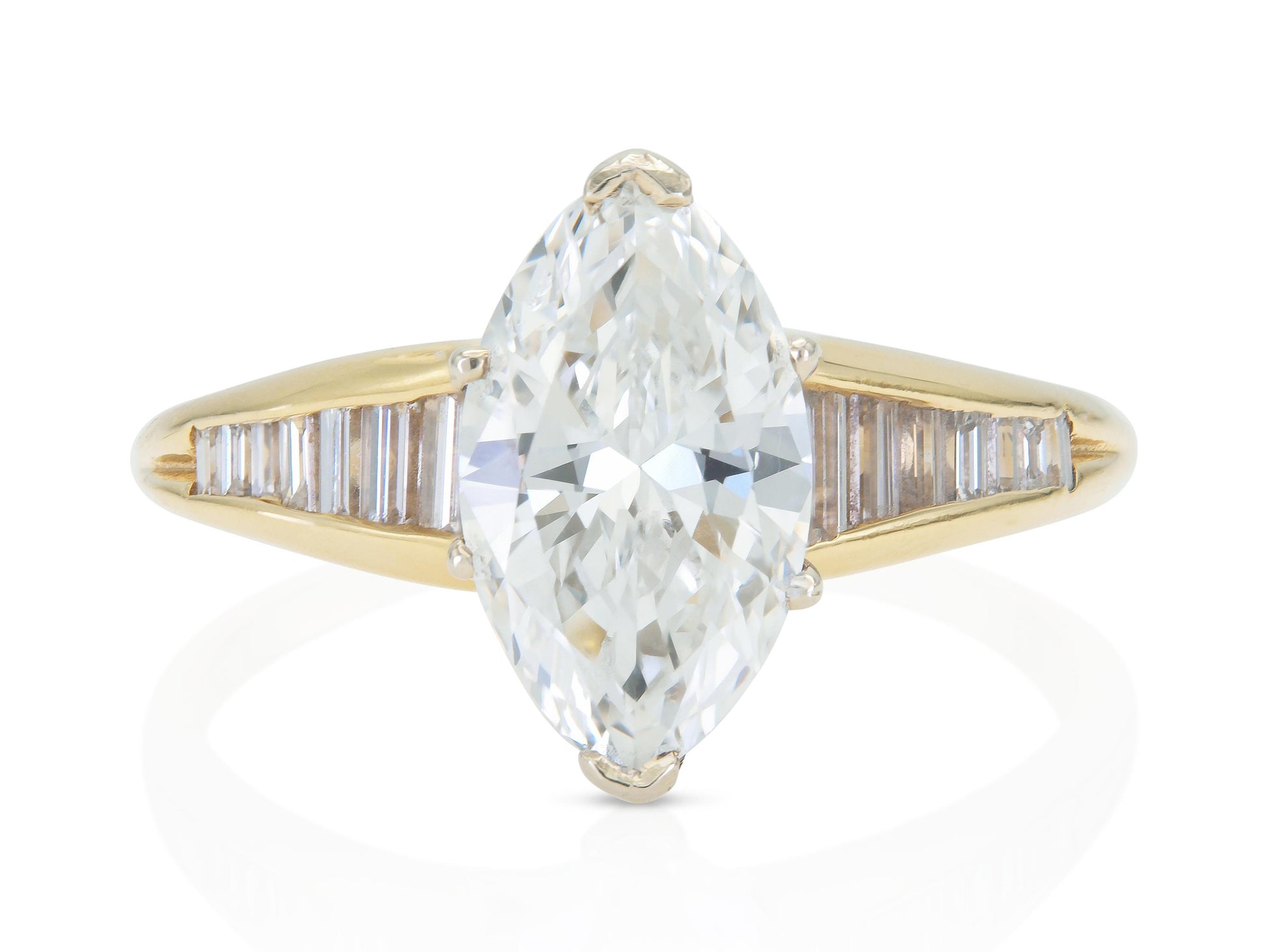 Vintage 1990s 1.55 Carat Marquise Cut Diamond Engagement Ring
