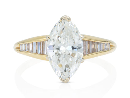Vintage 1990s 1.55 Carat Marquise Cut Diamond Engagement Ring