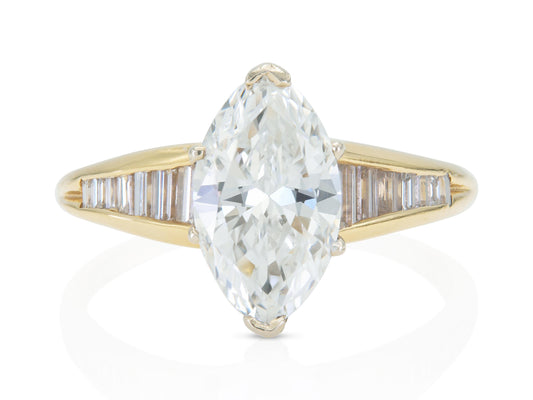 Vintage 1990s 1.55 Carat Marquise Cut Diamond Engagement Ring