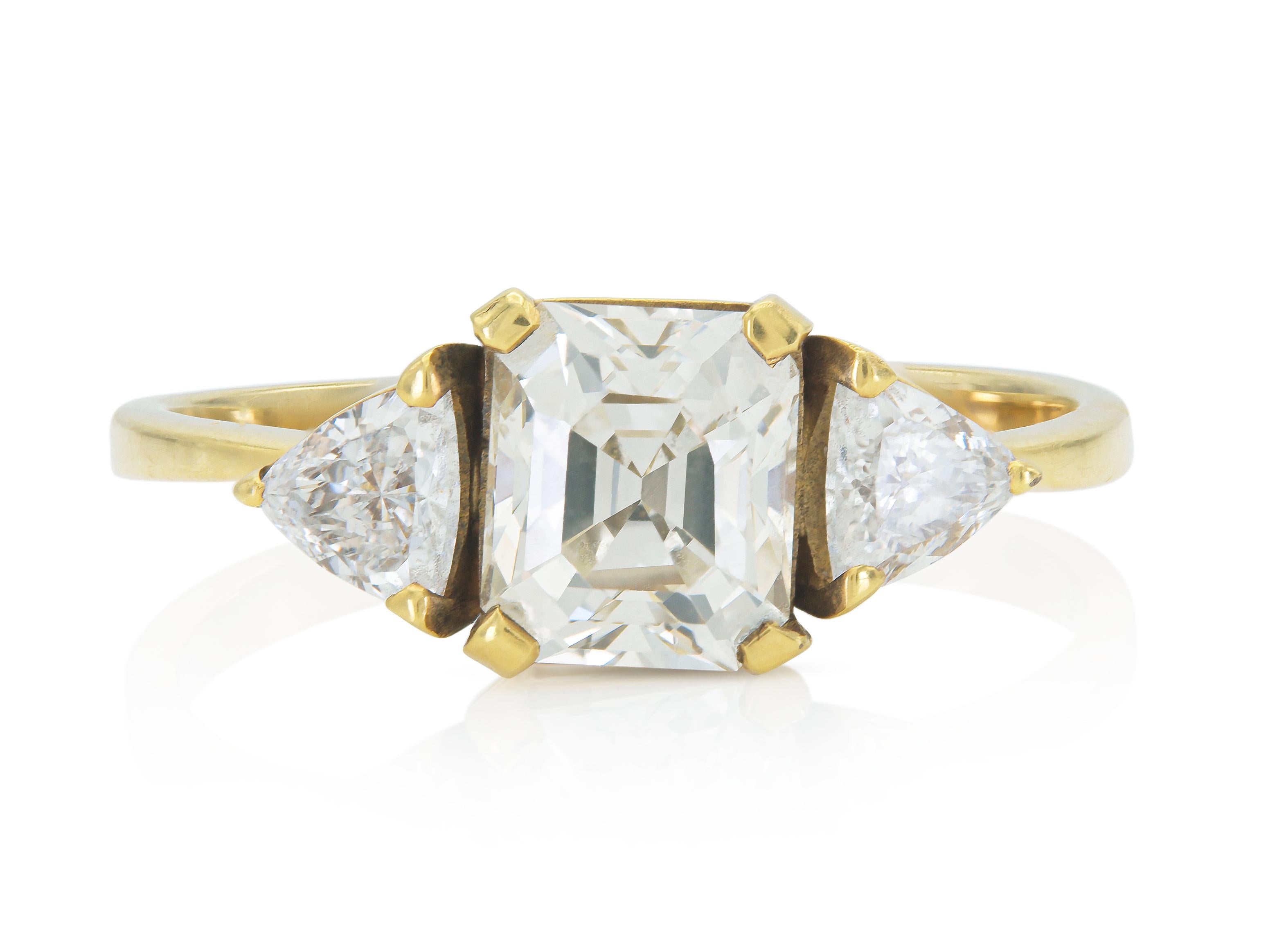 Vintage 1950s H. Stern 1.30 Carat Emerald Cut Diamond Engagement Ring ...