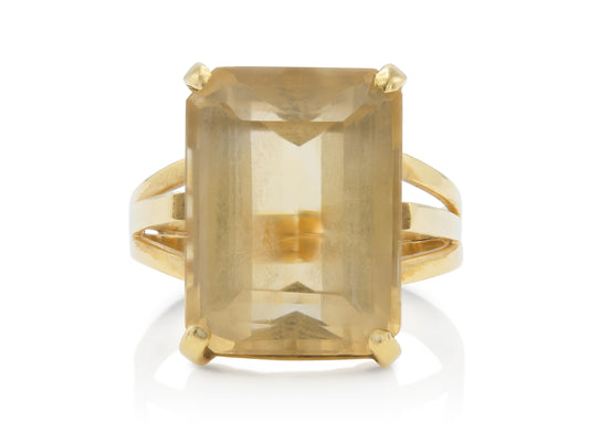 Vintage 1940s Retro 10.00 Carat Citrine Ring