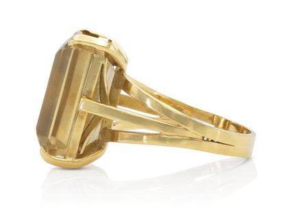 Vintage 1940s Retro 10.00 Carat Citrine Ring