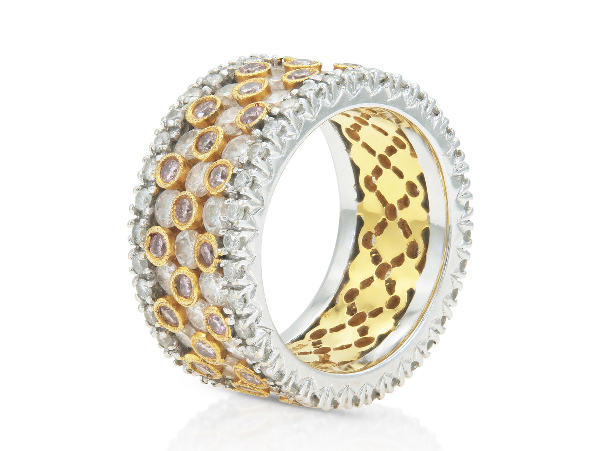 4.84 Carat White and Pink Diamonds Band