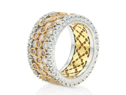 4.84 Carat White and Pink Diamonds Band