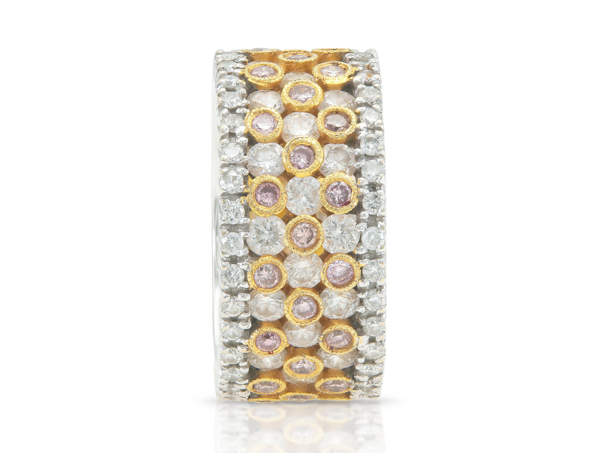 4.84 Carat White and Pink Diamonds Band