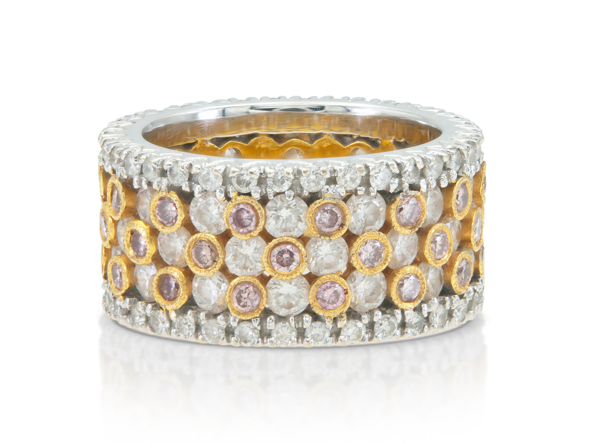 4.84 Carat White and Pink Diamonds Band
