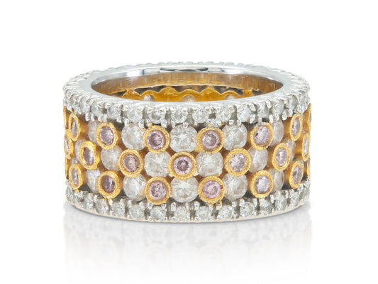 4.84 Carat White and Pink Diamonds Band