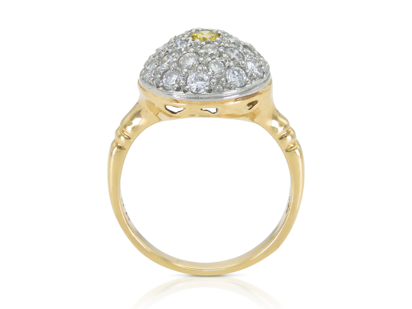 Vintage 1950s Yellow and White Diamond Dome Ring