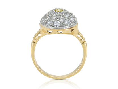 Vintage 1950s Yellow and White Diamond Dome Ring
