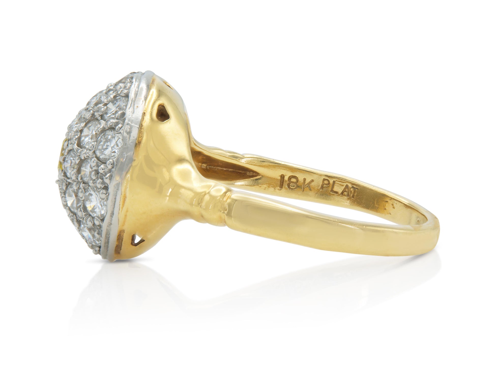 Vintage 1950s Yellow and White Diamond Dome Ring