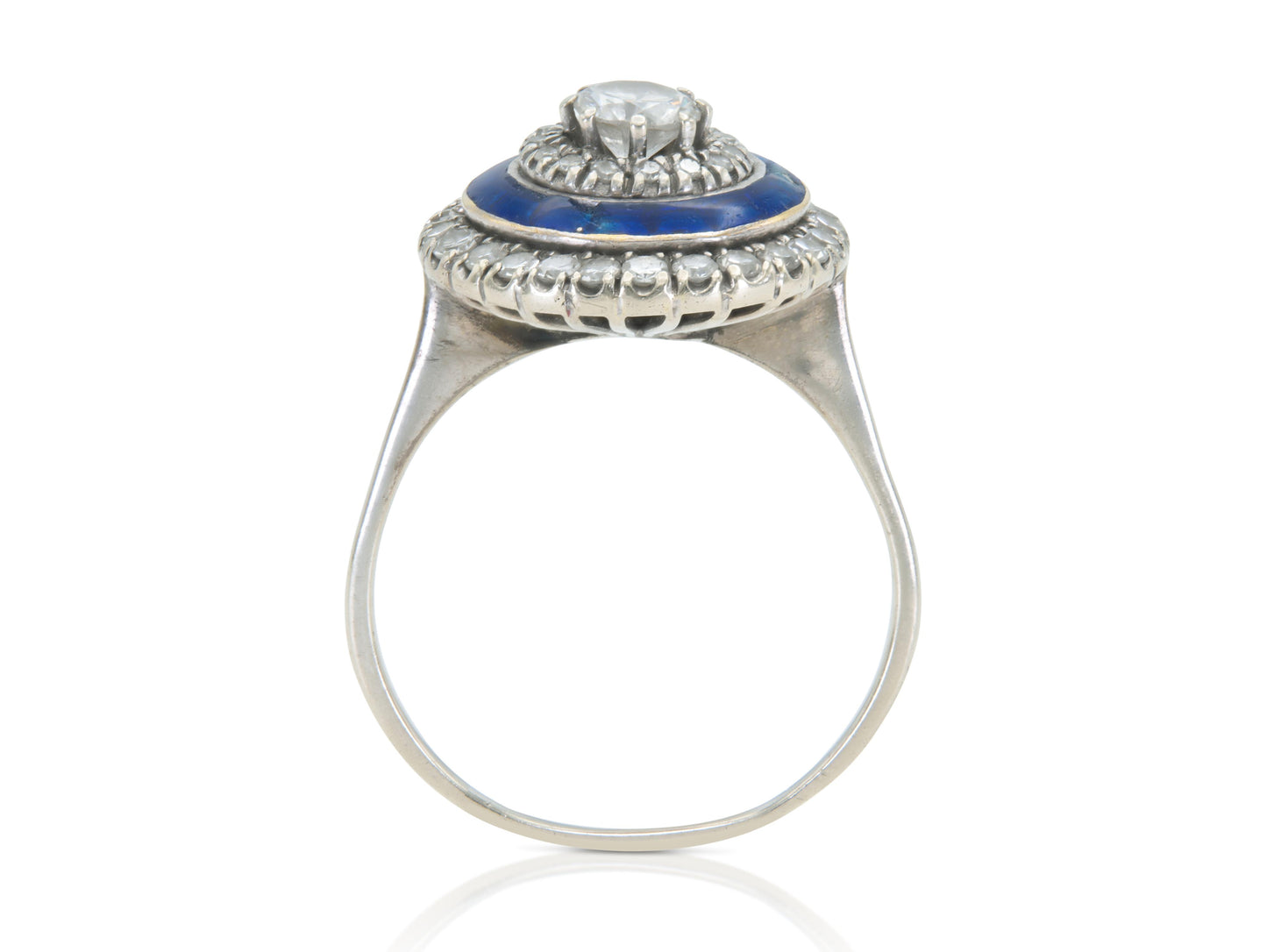 0.30 Carat Diamond Target Ring with Blue Enamel