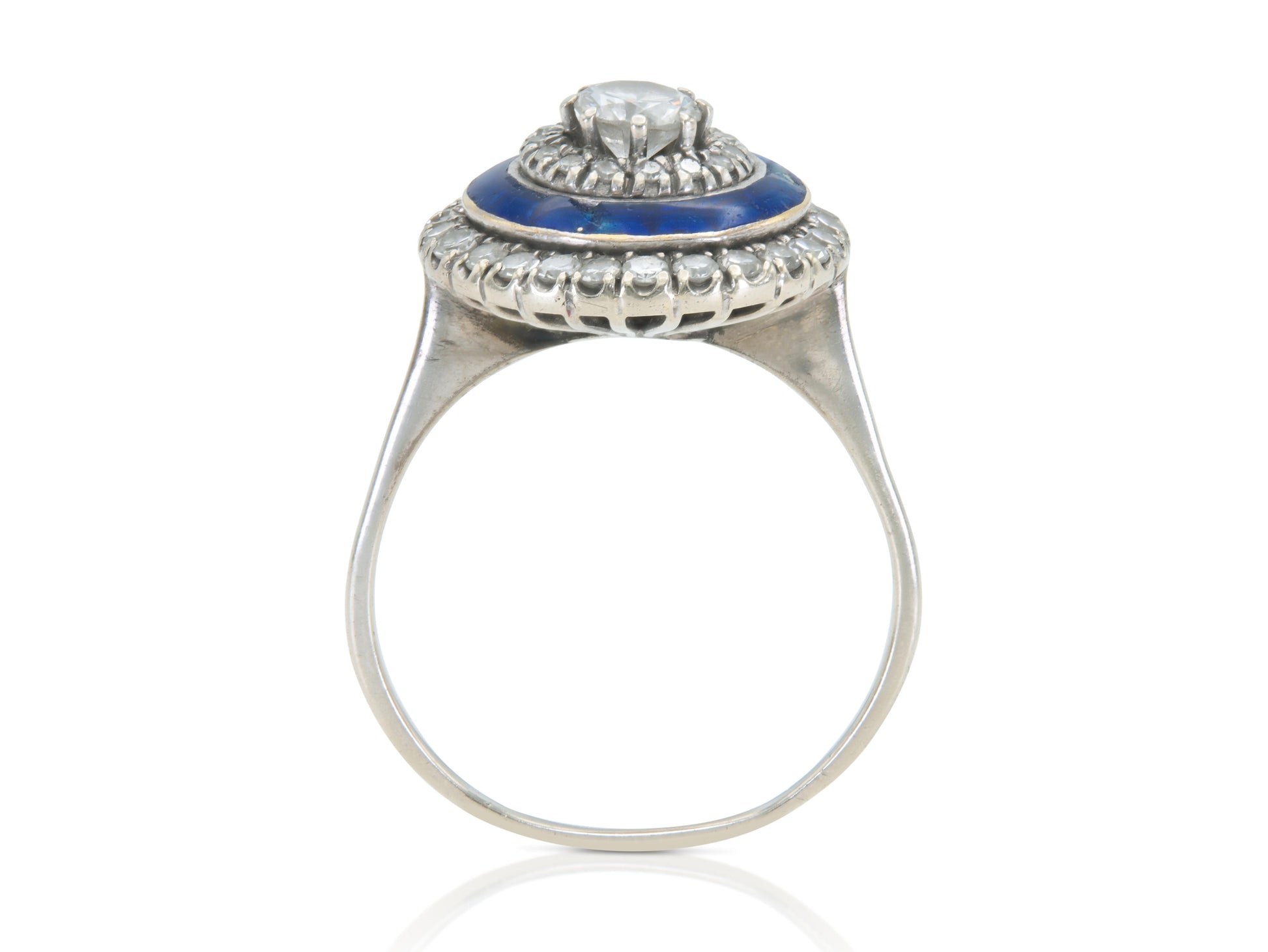 0.30 Carat Diamond Target Ring with Blue Enamel