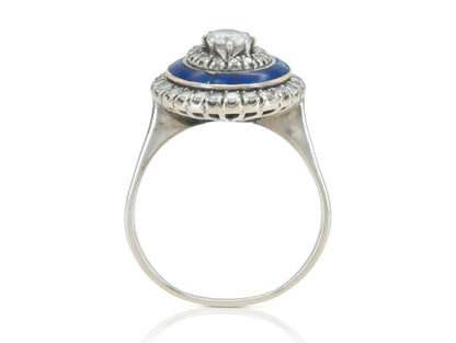 0.30 Carat Diamond Target Ring with Blue Enamel