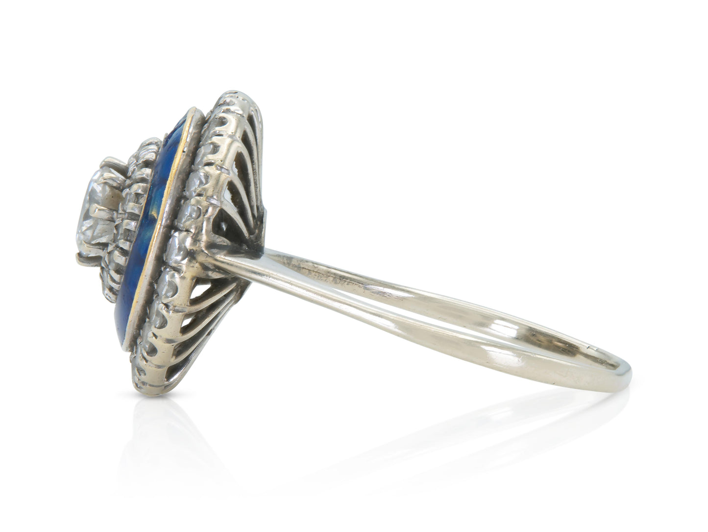 0.30 Carat Diamond Target Ring with Blue Enamel