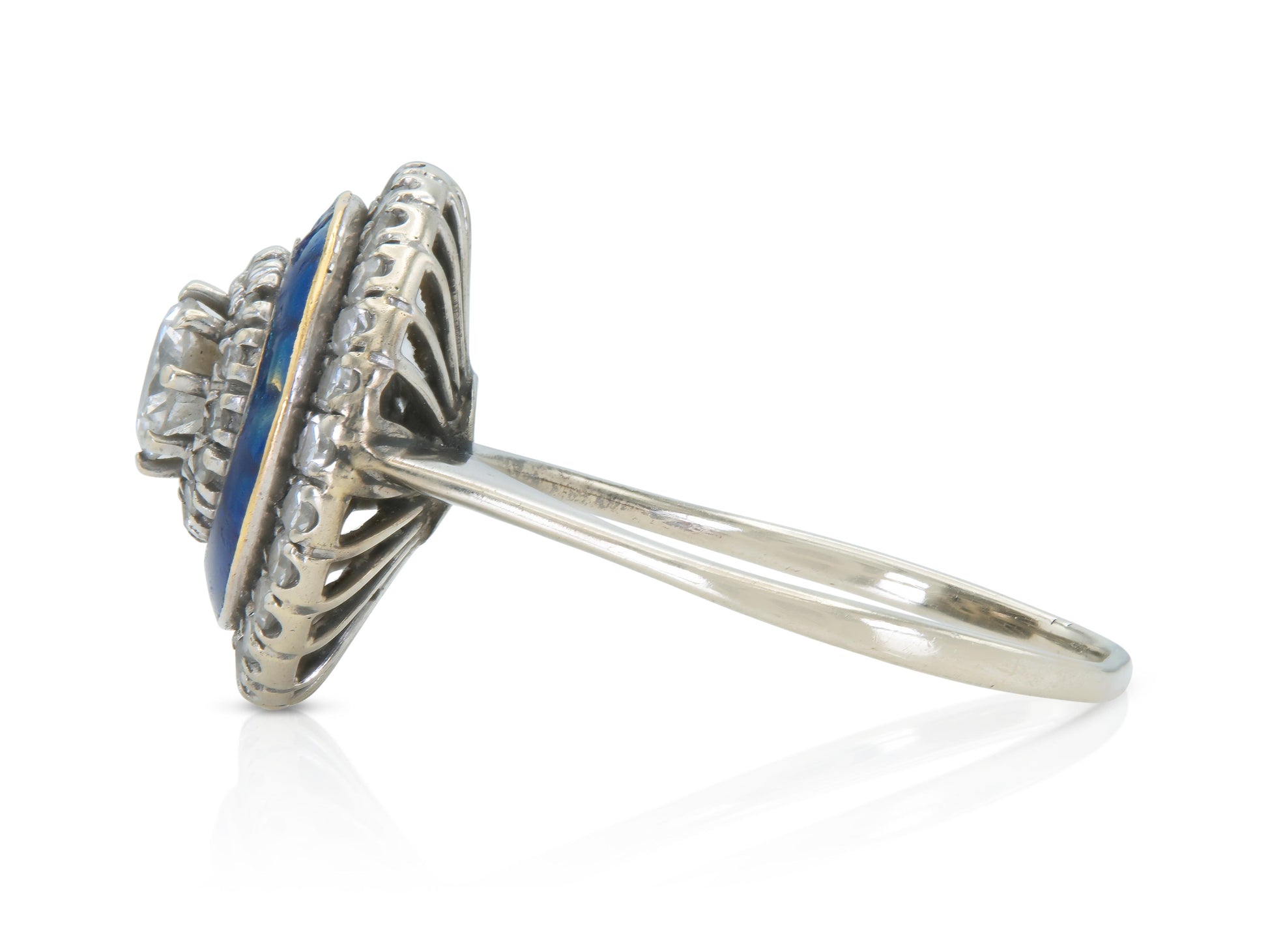 0.30 Carat Diamond Target Ring with Blue Enamel