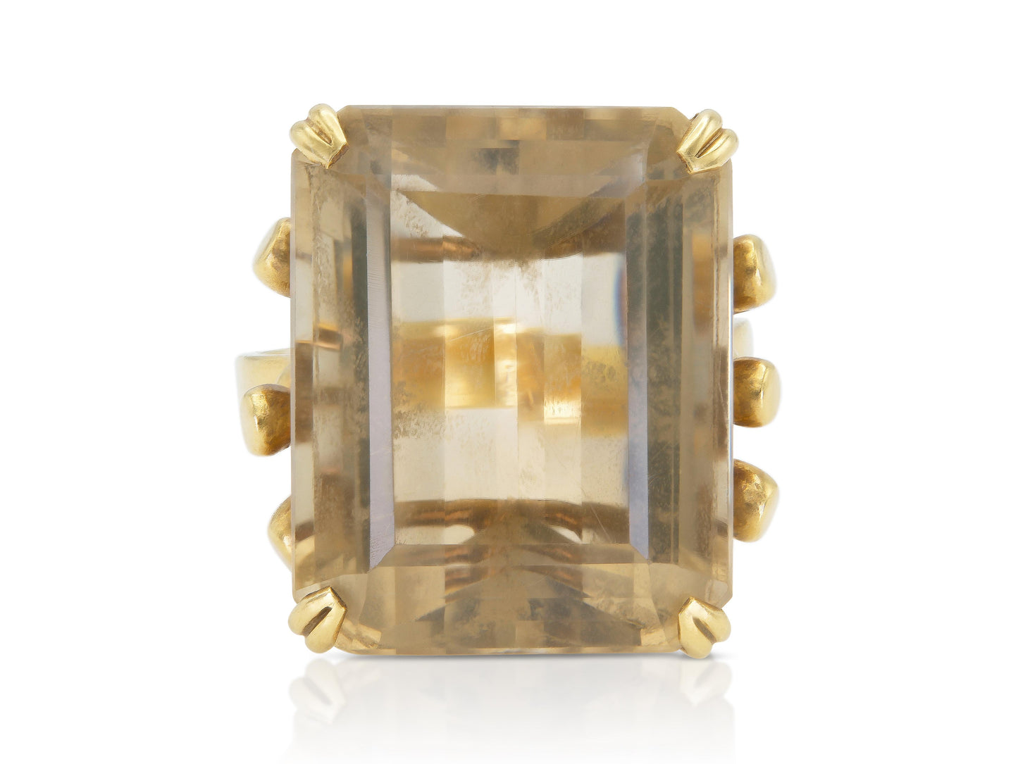 Vintage 1940s Retro 15.00 Carat Citrine Ring