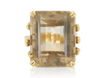 Vintage 1940s Retro 15.00 Carat Citrine Ring