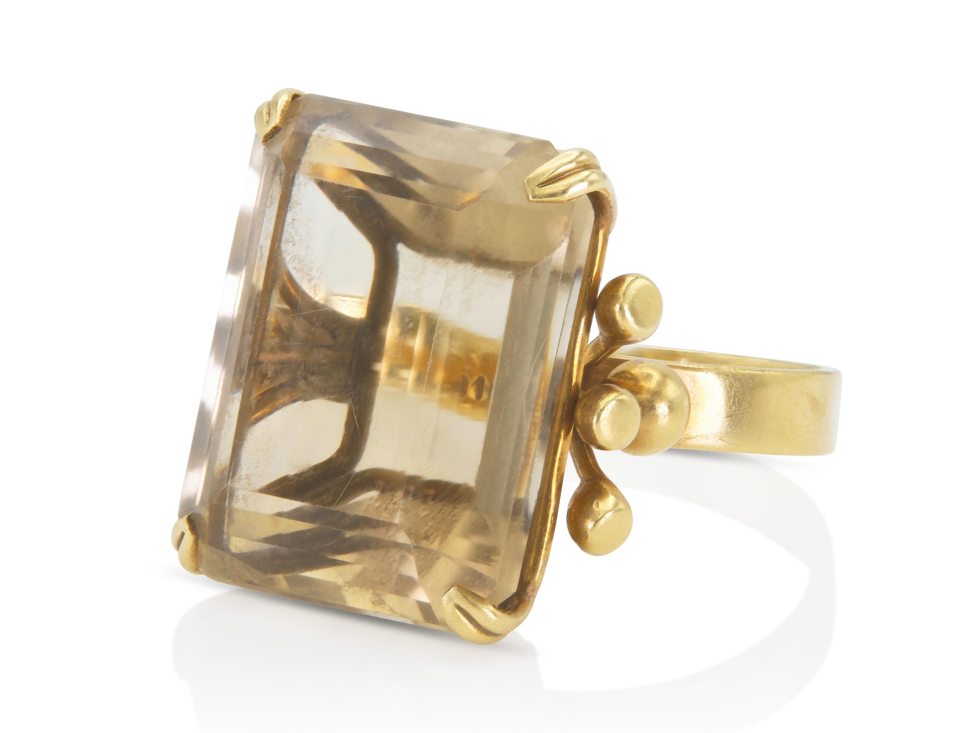 Vintage 1940s Retro 15.00 Carat Citrine Ring
