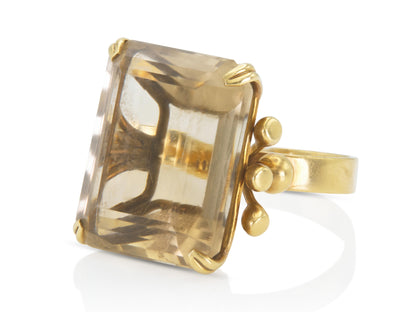 Vintage 1940s Retro 15.00 Carat Citrine Ring