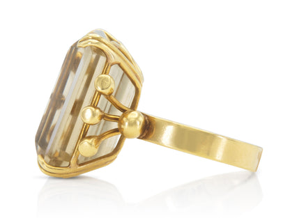 Vintage 1940s Retro 15.00 Carat Citrine Ring