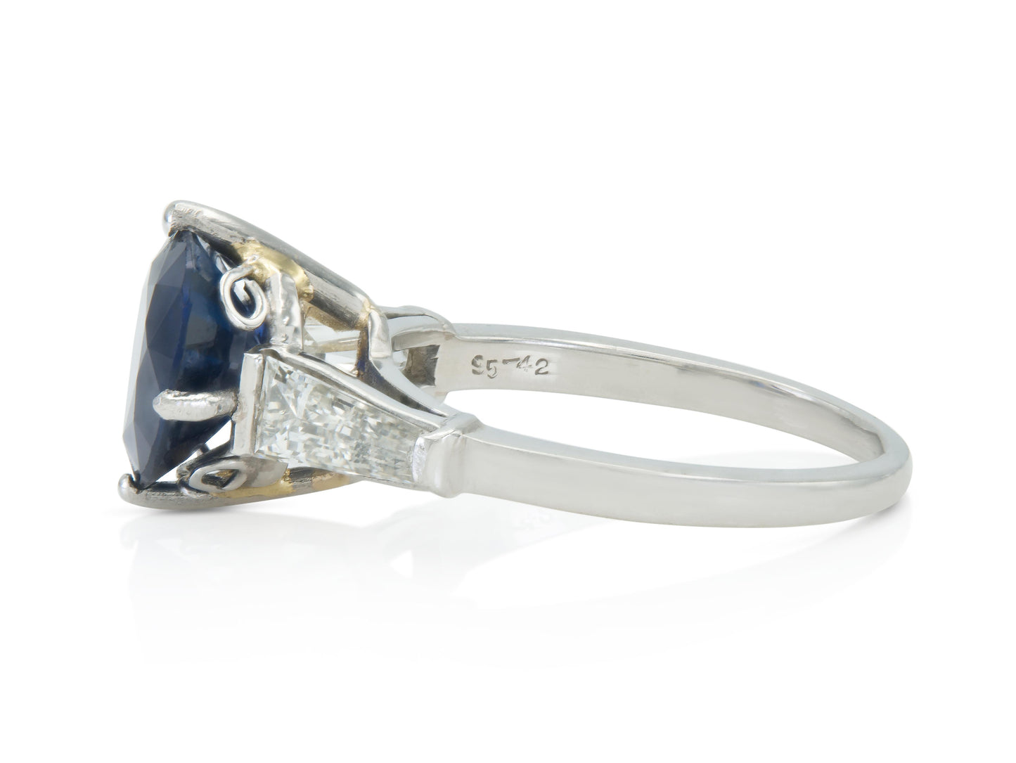 Vintage 1950s 2.85 Carat Heart-Shaped Sapphire Ring with Diamonds
