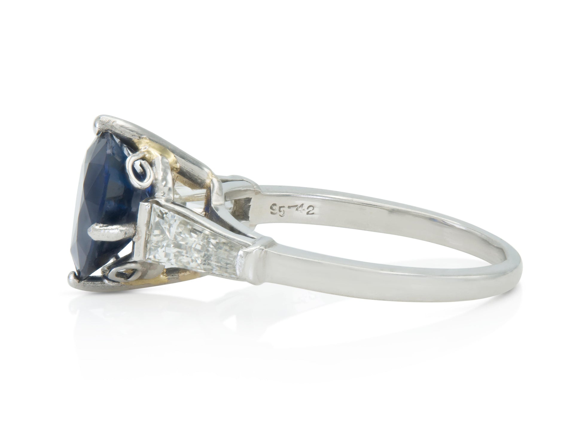 Vintage 1950s 2.85 Carat Heart-Shaped Sapphire Ring with Diamonds
