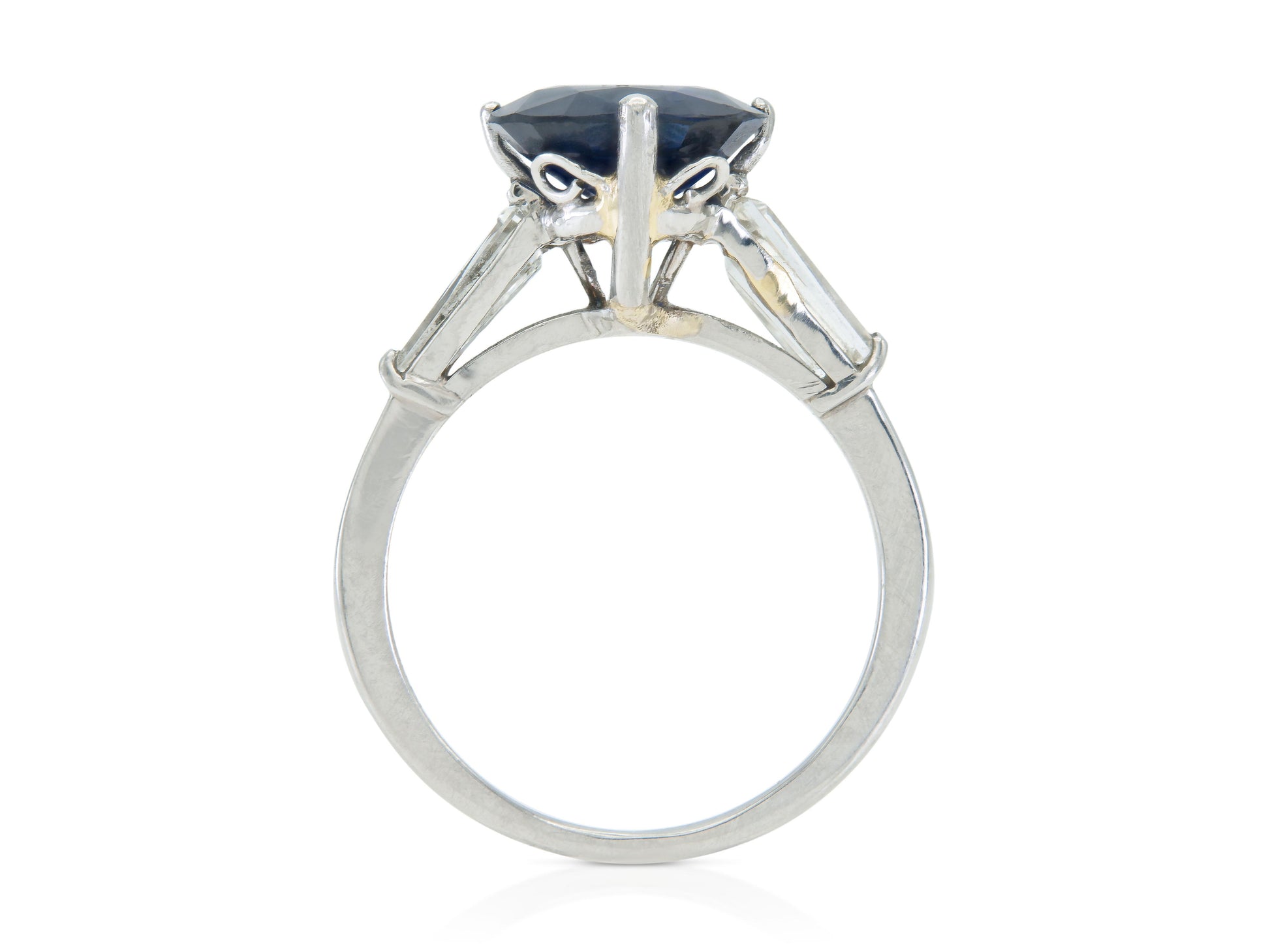 Vintage 1950s 2.85 Carat Heart-Shaped Sapphire Ring with Diamonds