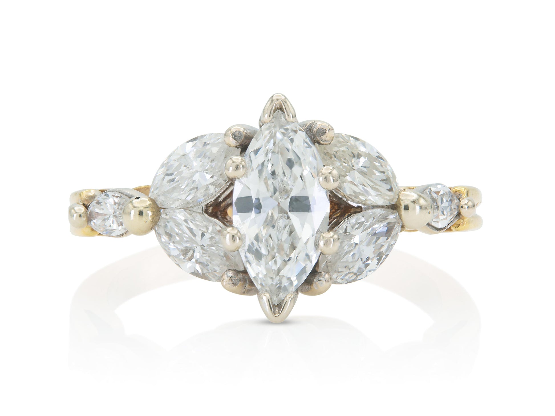 Vintage 1980s 0.70 Carat Marquise Cut Diamond Engagement Ring