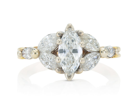 Vintage 1980s 0.70 Carat Marquise Cut Diamond Engagement Ring