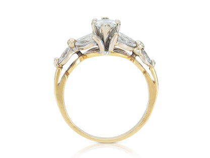 Vintage 1980s 0.70 Carat Marquise Cut Diamond Engagement Ring