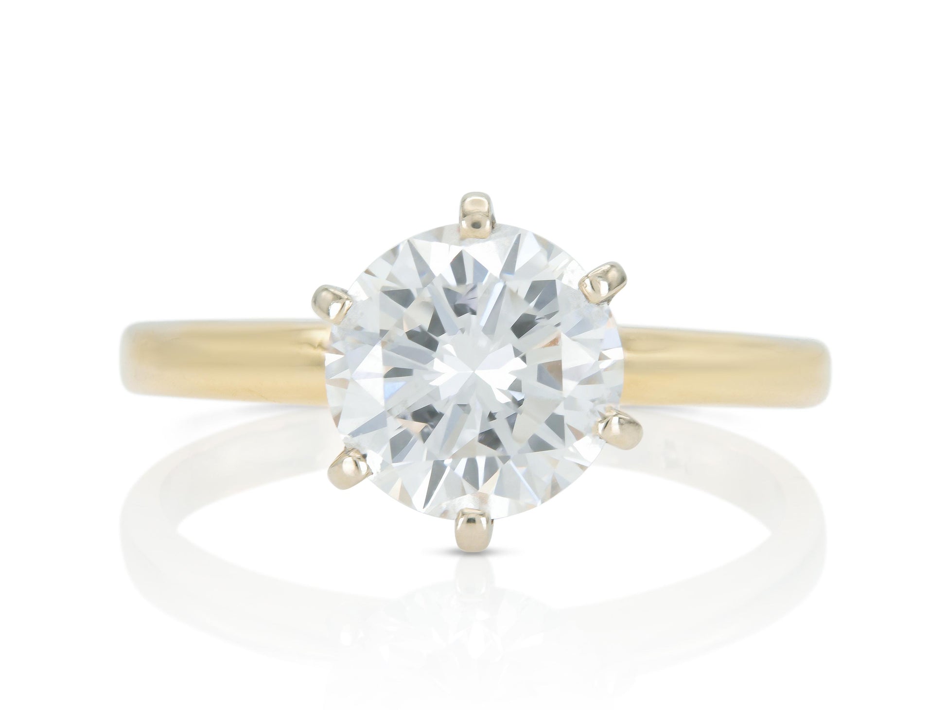 Vintage 1980s 1.50 Carat Round Cut Solitaire Diamond Engagement Ring