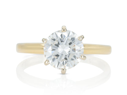 Vintage 1980s 1.50 Carat Round Cut Solitaire Diamond Engagement Ring