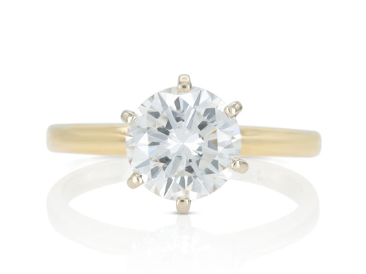Vintage 1980s 1.50 Carat Round Cut Solitaire Diamond Engagement Ring