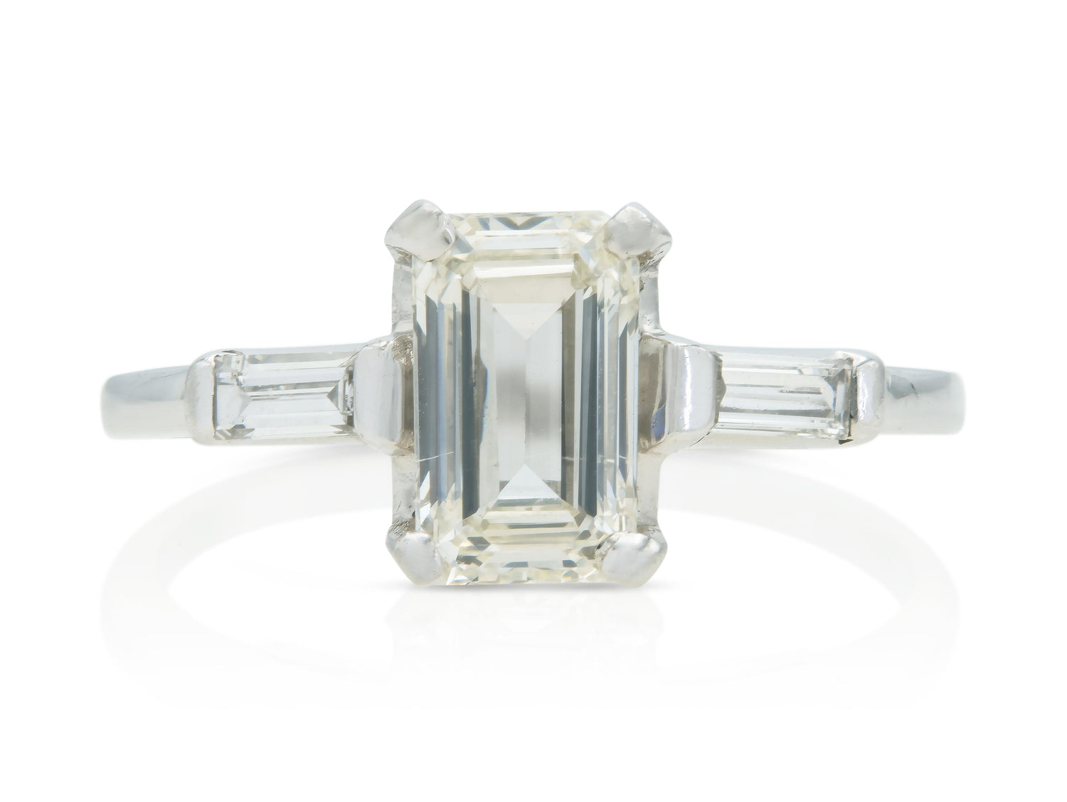 Vintage 1950s 1.27 Carat Emerald Cut Diamond Engagement Ring