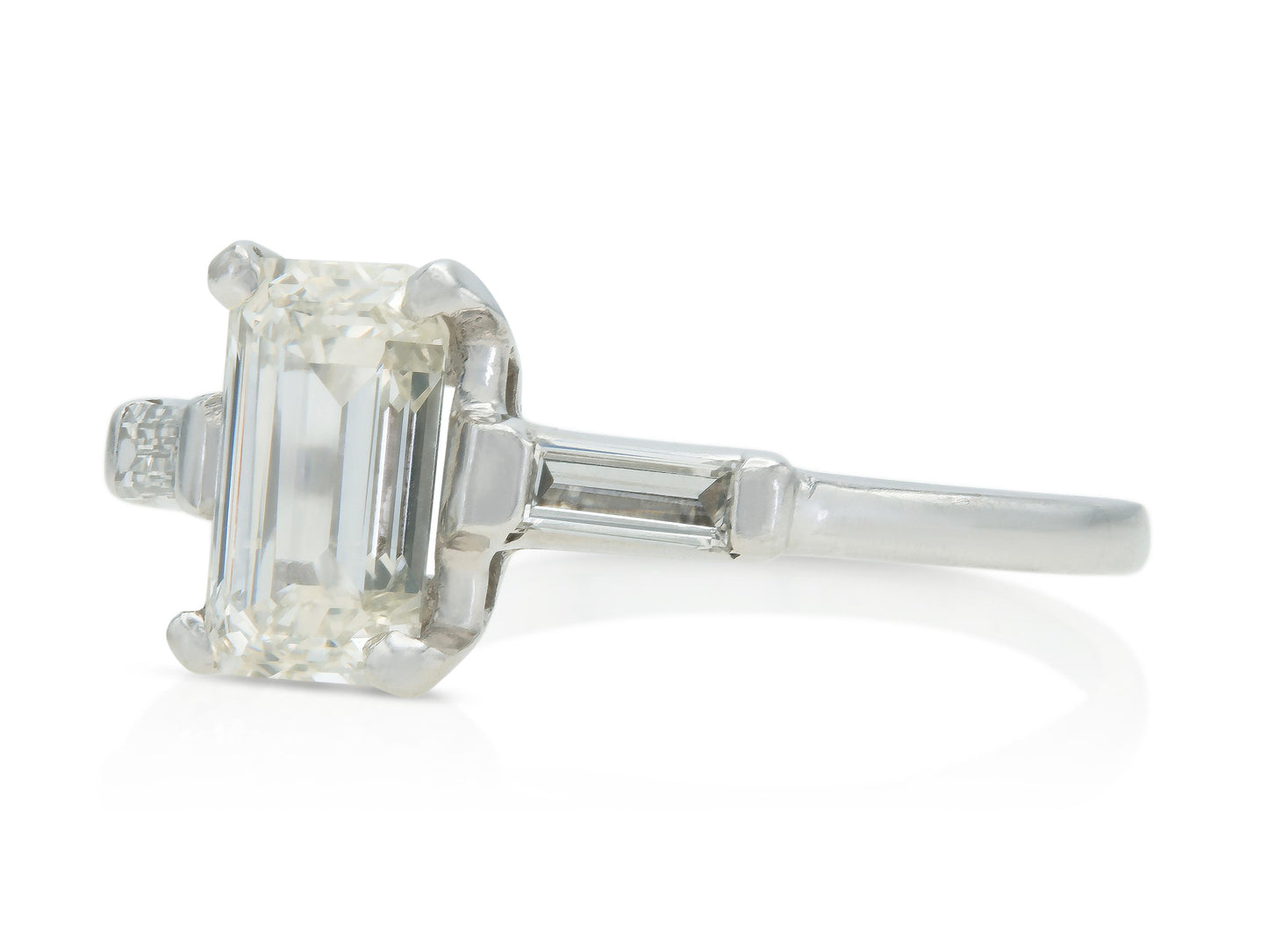 Vintage 1950s 1.27 Carat Emerald Cut Diamond Engagement Ring