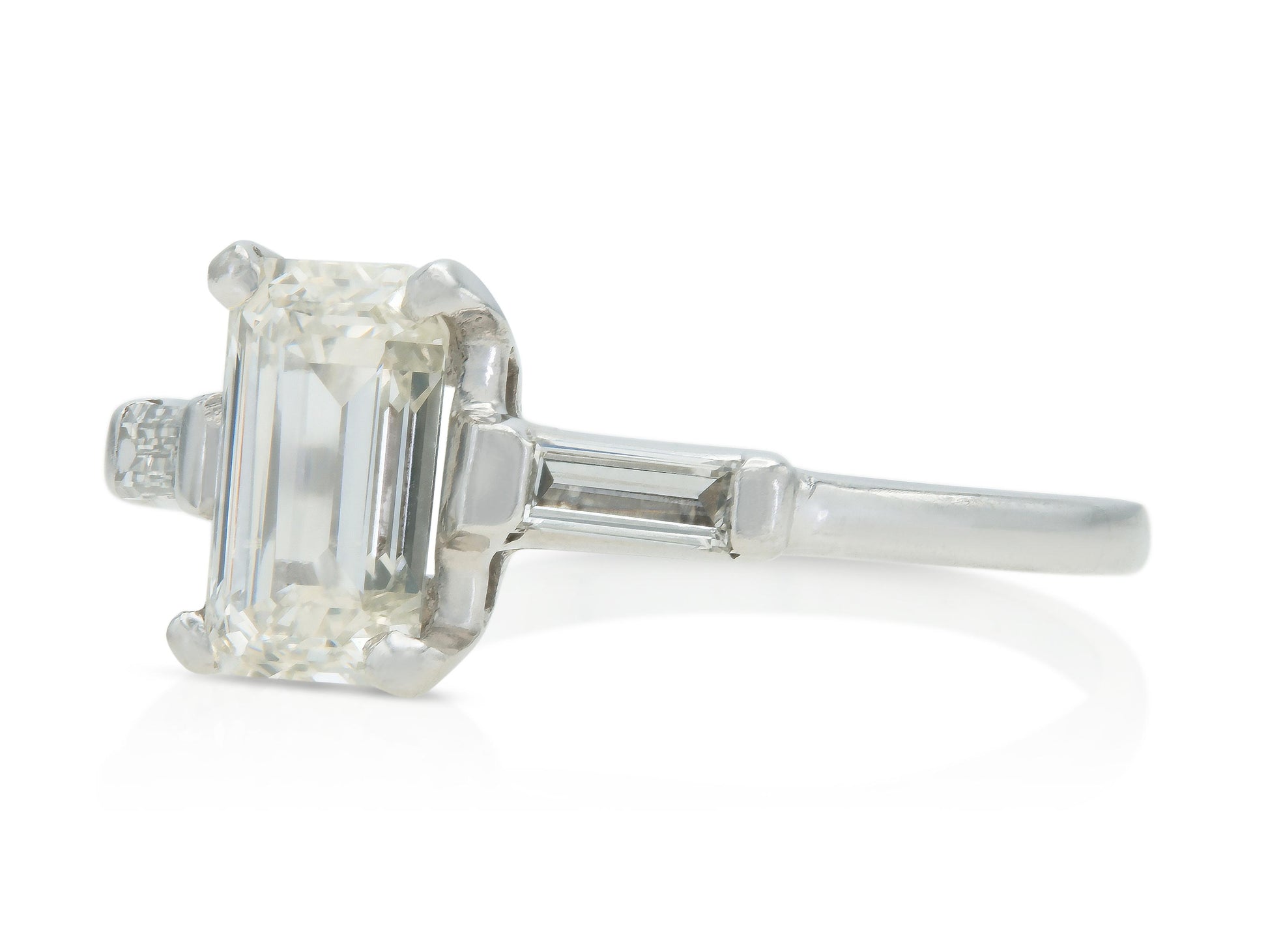 Vintage 1950s 1.27 Carat Emerald Cut Diamond Engagement Ring