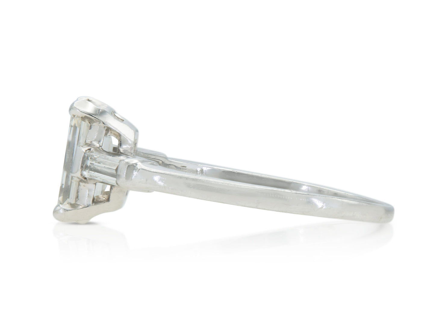 Vintage 1950s 1.27 Carat Emerald Cut Diamond Engagement Ring