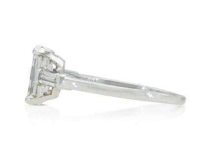 Vintage 1950s 1.27 Carat Emerald Cut Diamond Engagement Ring