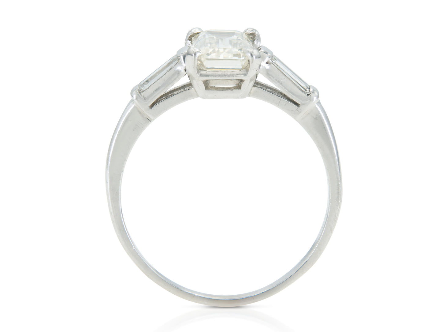 Vintage 1950s 1.27 Carat Emerald Cut Diamond Engagement Ring