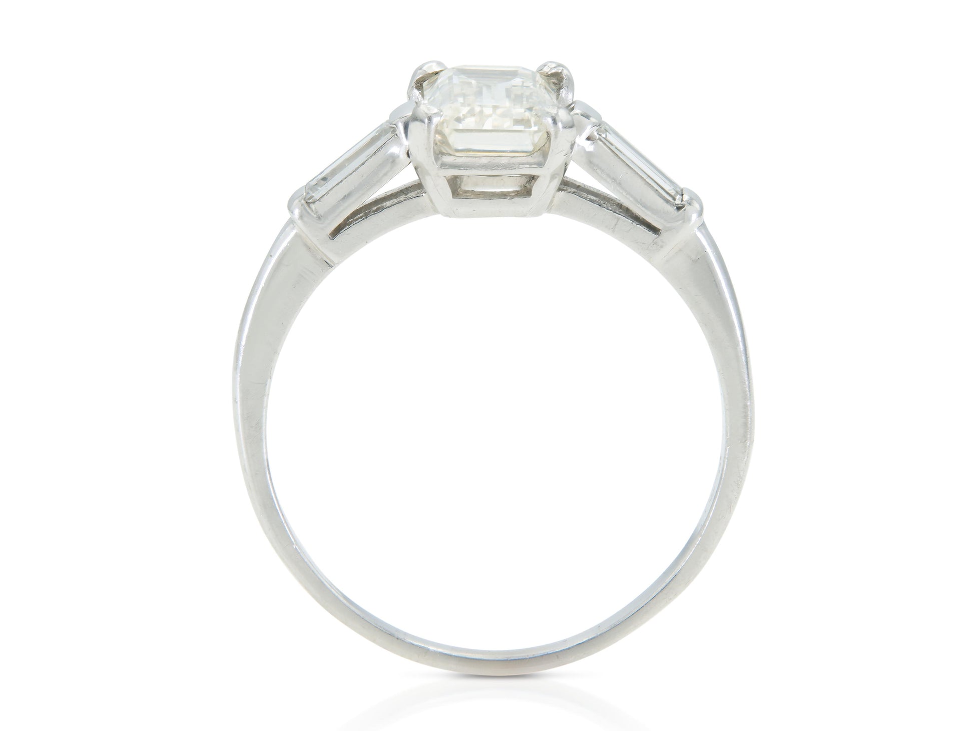 Vintage 1950s 1.27 Carat Emerald Cut Diamond Engagement Ring