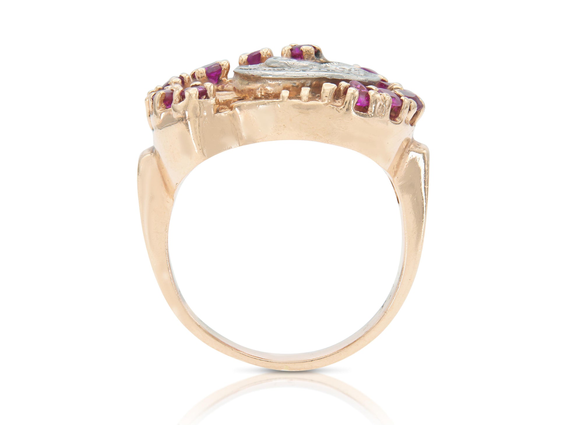 Vintage 1940s Retro Diamond and Ruby Ring