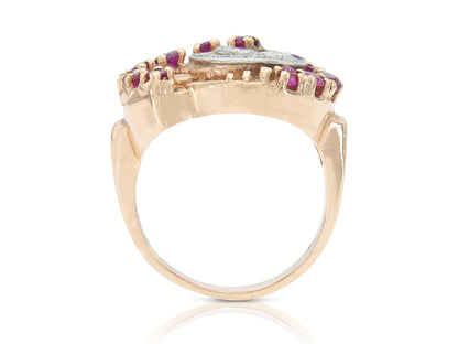 Vintage 1940s Retro Diamond and Ruby Ring