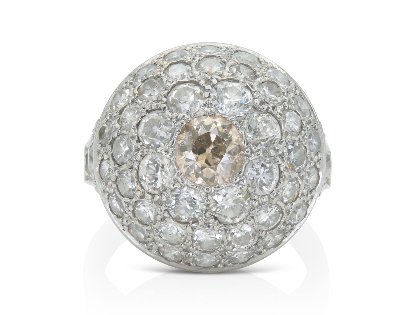 Antique Art Deco 1930s 4.00 Carat Diamond Domed Ring