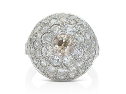 Antique Art Deco 1930s 4.00 Carat Diamond Domed Ring
