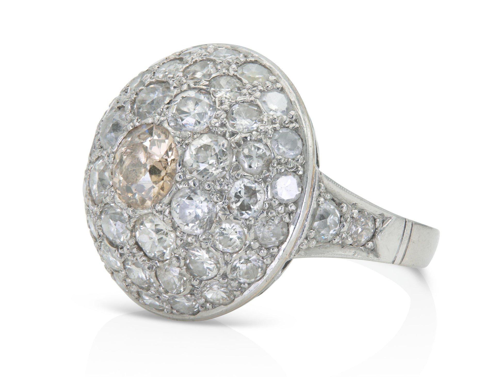 Antique Art Deco 1930s 4.00 Carat Diamond Domed Ring