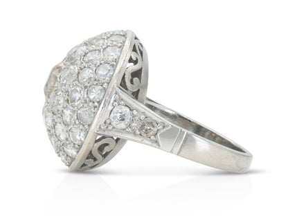 Antique Art Deco 1930s 4.00 Carat Diamond Domed Ring