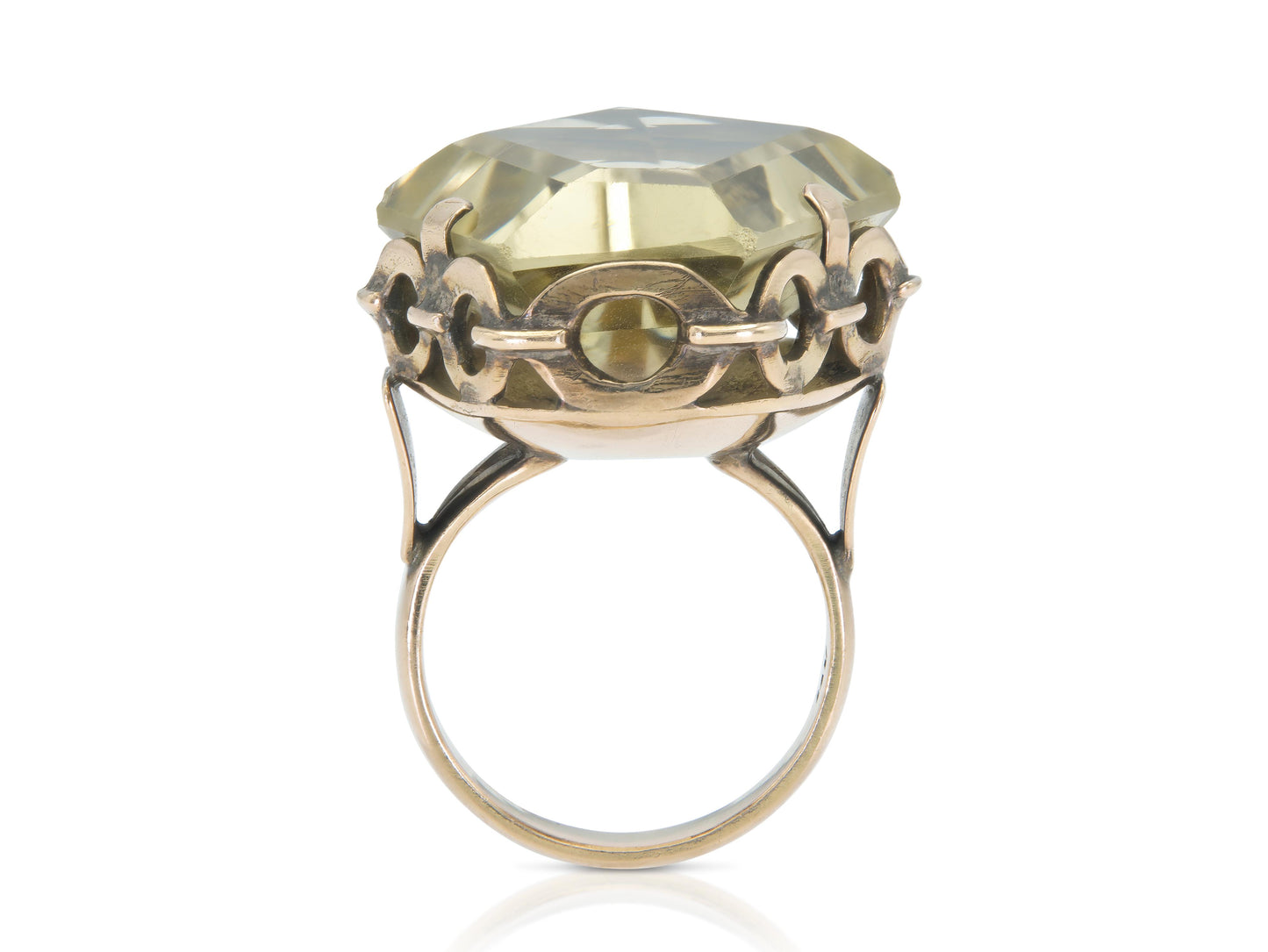 Vintage 1940s Retro 35.00 Carat Pentagon Cut Citrine Cocktail Ring