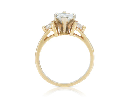 Vintage 1980s 1.30 Carat Pear Shaped Diamond Engagement Ring