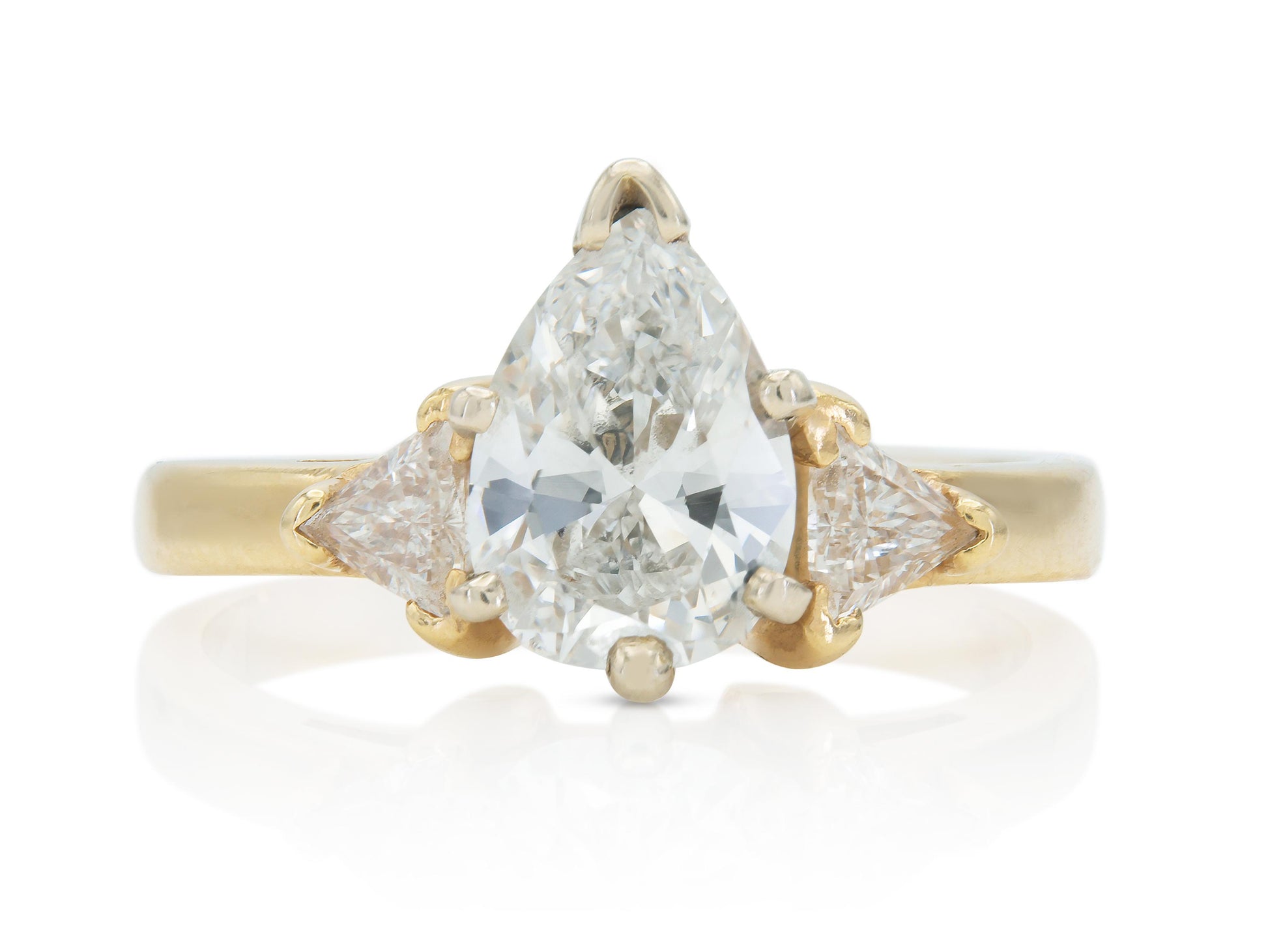 Vintage 1980s 1.30 Carat Pear Shaped Diamond Engagement Ring